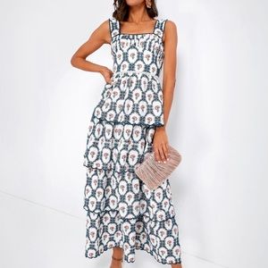 Lug Von Siga Rose in Blue Flower Circle Embroidery Karmen Dress